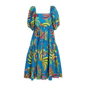 FARM RIO BLUE BANANAS MIDI DRESS